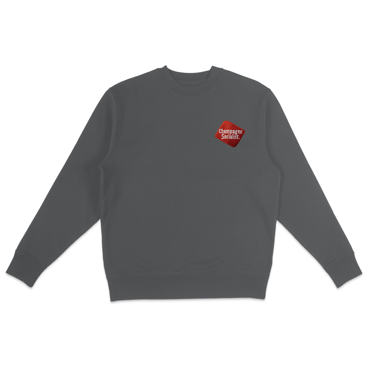 Champagne Socialist Embroidered Sweatshirt (Dark Grey)