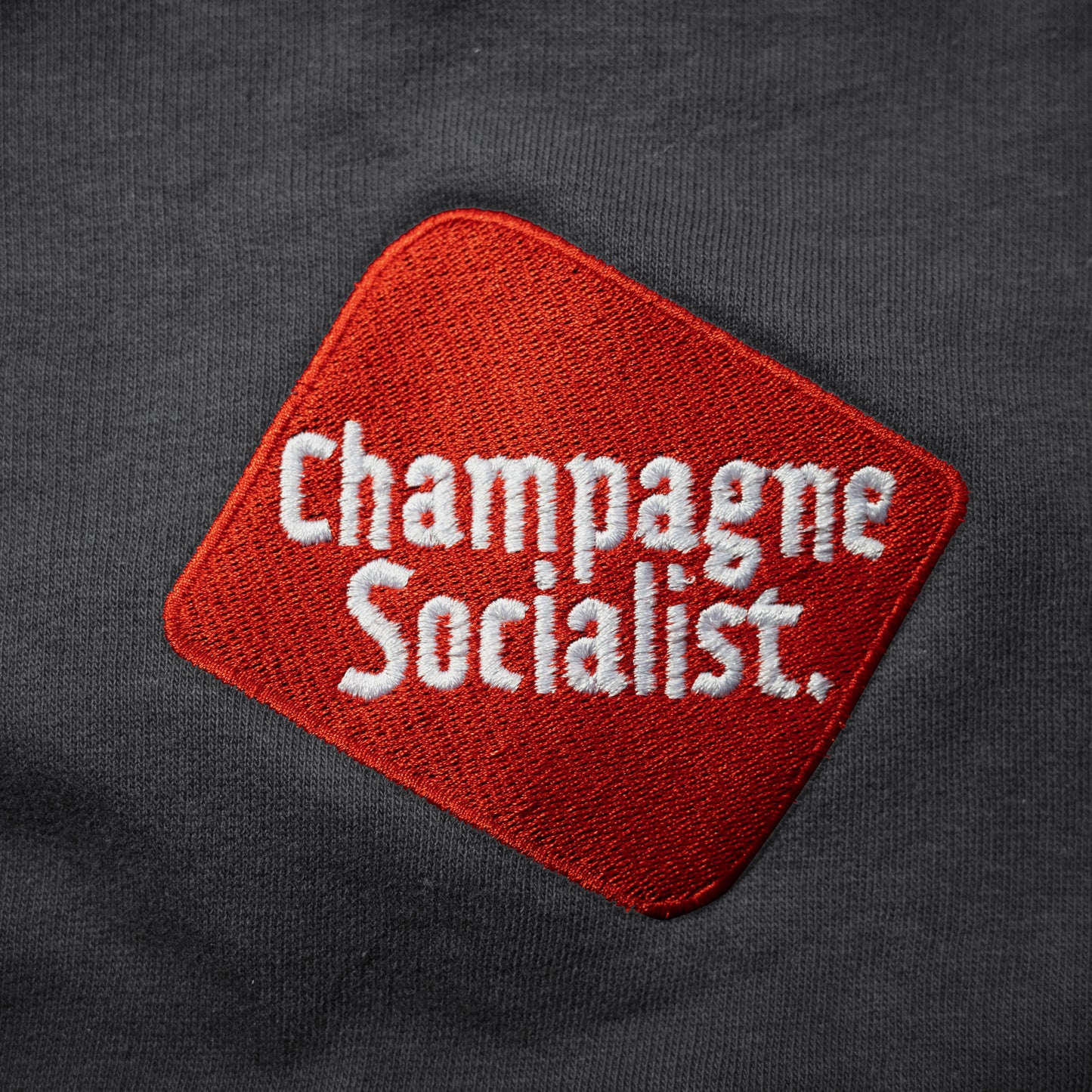 Champagne Socialist Embroidered Sweatshirt (Dark Grey)