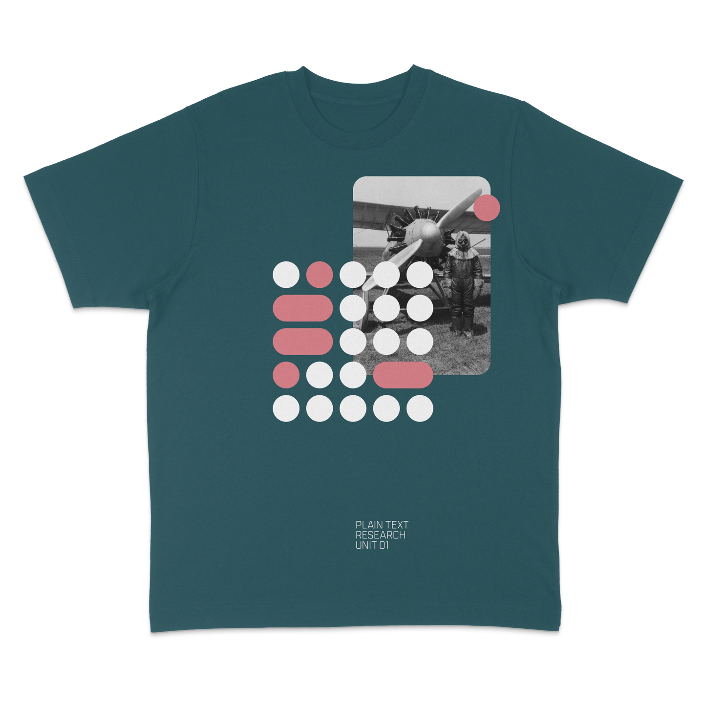 Plain Text Research Unit 01 T-Shirt (Petrol Blue)
